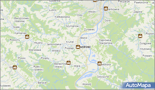 mapa Nozdrzec, Nozdrzec na mapie Targeo
