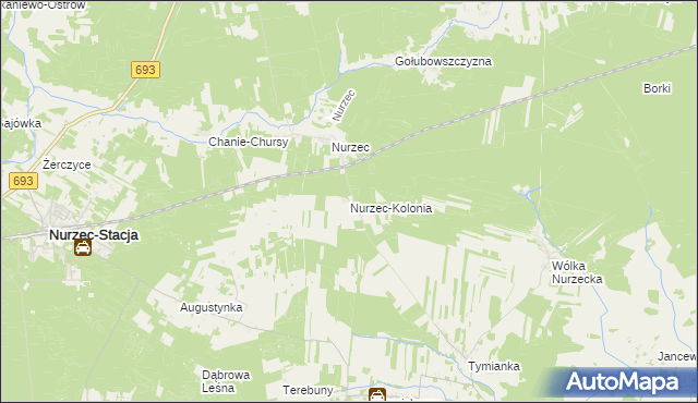 mapa Nurzec-Kolonia, Nurzec-Kolonia na mapie Targeo