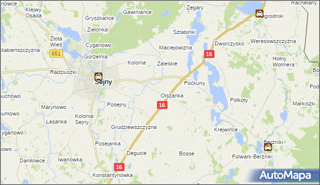 mapa Olszanka gmina Sejny, Olszanka gmina Sejny na mapie Targeo