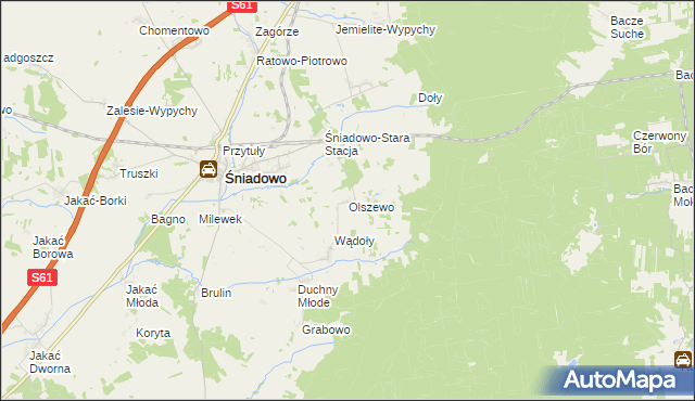 mapa Olszewo gmina Śniadowo, Olszewo gmina Śniadowo na mapie Targeo