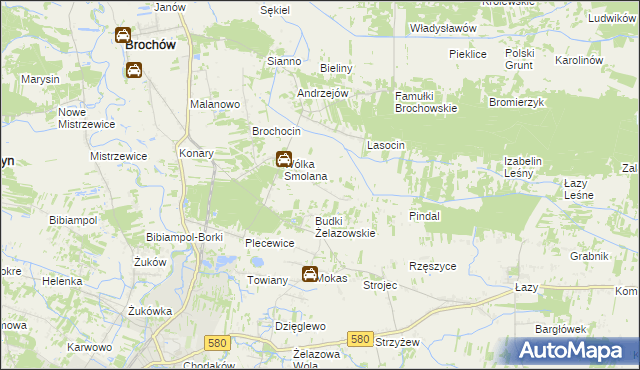 mapa Olszowiec gmina Brochów, Olszowiec gmina Brochów na mapie Targeo