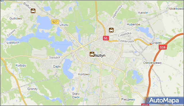 mapa Olsztyna, Olsztyn na mapie Targeo