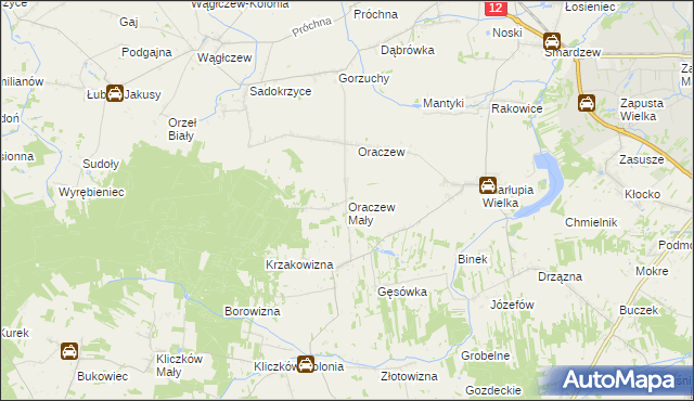 mapa Oraczew Mały, Oraczew Mały na mapie Targeo