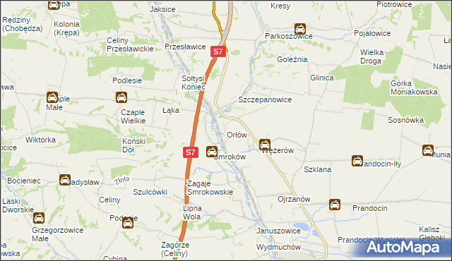 mapa Orłów gmina Słomniki, Orłów gmina Słomniki na mapie Targeo