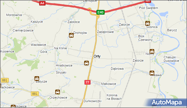 mapa Orły powiat przemyski, Orły powiat przemyski na mapie Targeo