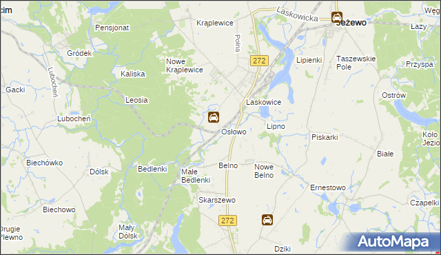 mapa Osłowo gmina Jeżewo, Osłowo gmina Jeżewo na mapie Targeo