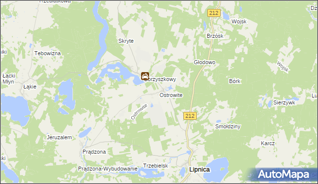 mapa Ostrowite gmina Lipnica, Ostrowite gmina Lipnica na mapie Targeo