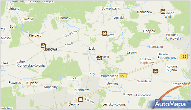 mapa Owieczki gmina Klonowa, Owieczki gmina Klonowa na mapie Targeo