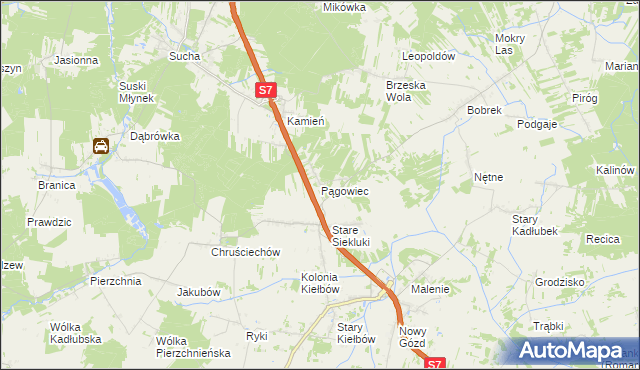 mapa Pągowiec gmina Stara Błotnica, Pągowiec gmina Stara Błotnica na mapie Targeo