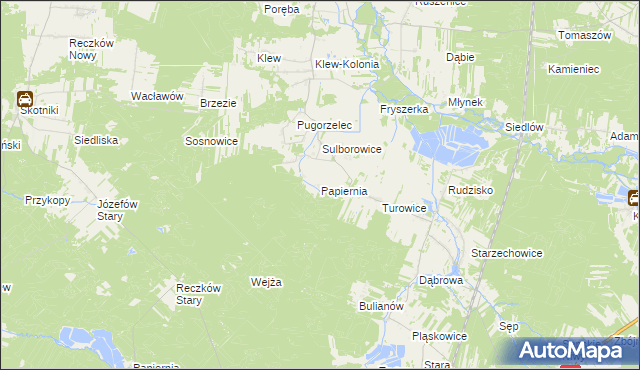 mapa Papiernia gmina Fałków, Papiernia gmina Fałków na mapie Targeo