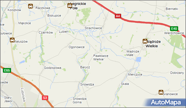 mapa Pawłowice Wielkie, Pawłowice Wielkie na mapie Targeo