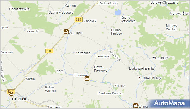 mapa Pawłówko gmina Czernice Borowe, Pawłówko gmina Czernice Borowe na mapie Targeo