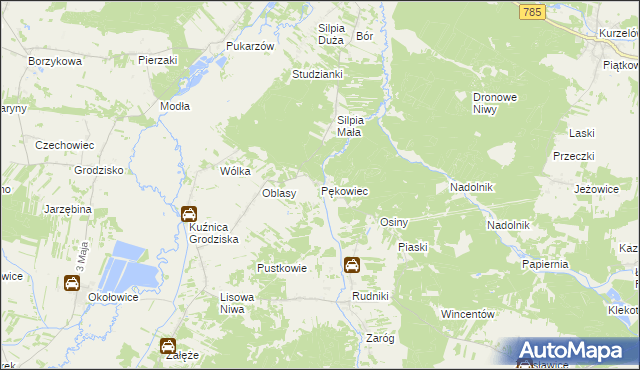 mapa Pękowiec, Pękowiec na mapie Targeo