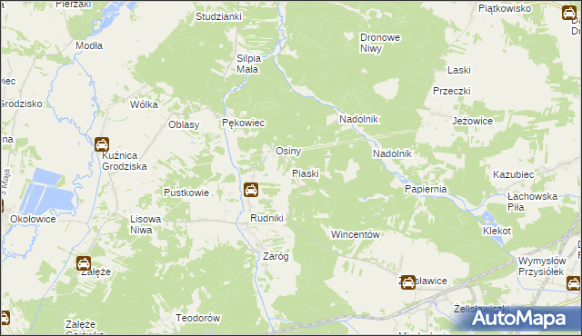 mapa Piaski gmina Koniecpol, Piaski gmina Koniecpol na mapie Targeo