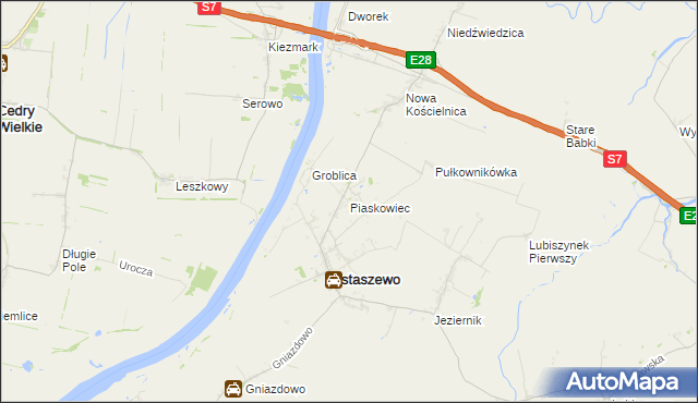 mapa Piaskowiec gmina Ostaszewo, Piaskowiec gmina Ostaszewo na mapie Targeo