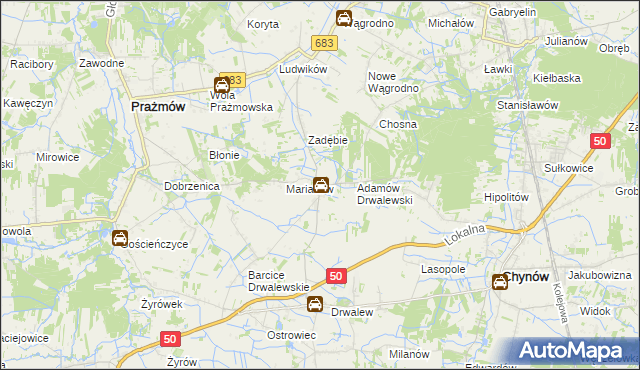 mapa Pieczyska gmina Chynów, Pieczyska gmina Chynów na mapie Targeo