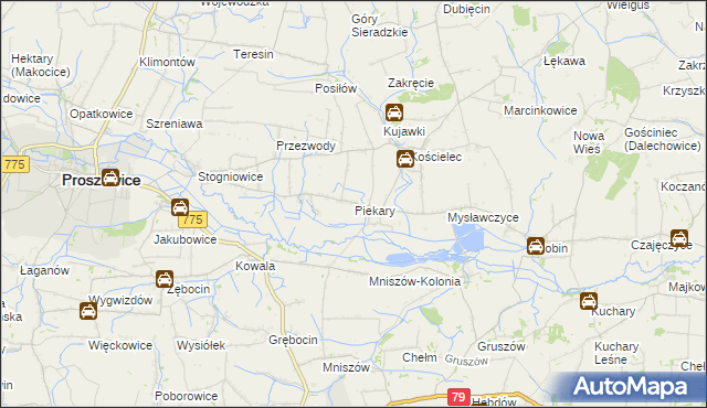 mapa Piekary gmina Proszowice, Piekary gmina Proszowice na mapie Targeo