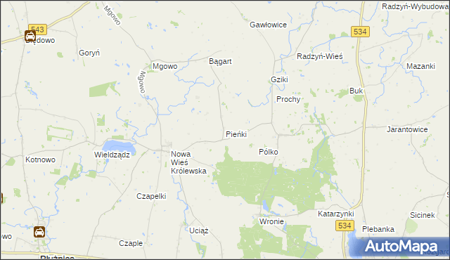 mapa Pieńki gmina Płużnica, Pieńki gmina Płużnica na mapie Targeo