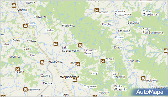 mapa Pietrusza Wola, Pietrusza Wola na mapie Targeo