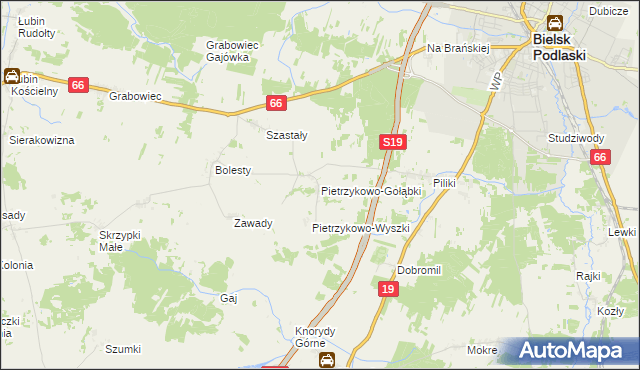 mapa Pietrzykowo-Gołąbki, Pietrzykowo-Gołąbki na mapie Targeo