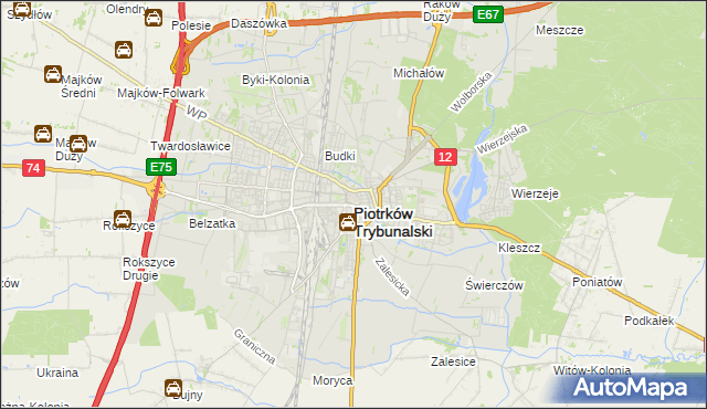 mapa Piotrków Trybunalski, Piotrków Trybunalski na mapie Targeo