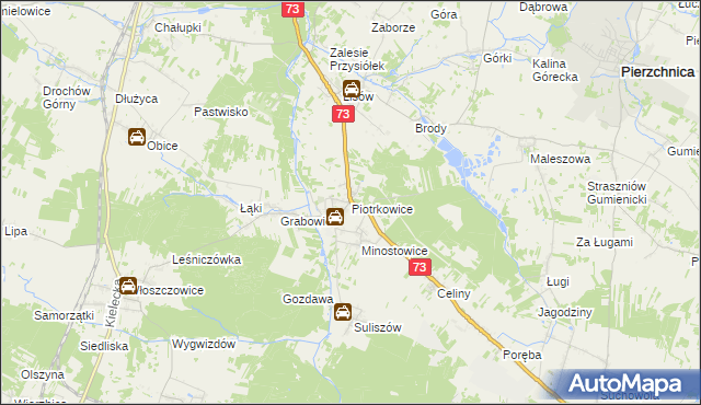 mapa Piotrkowice gmina Chmielnik, Piotrkowice gmina Chmielnik na mapie Targeo