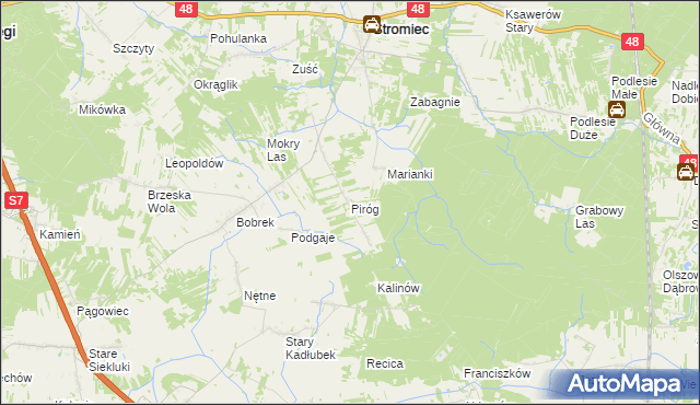 mapa Piróg gmina Stromiec, Piróg gmina Stromiec na mapie Targeo