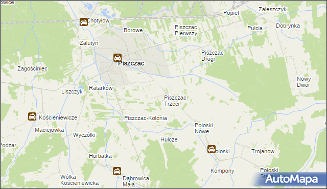 mapa Piszczac Trzeci, Piszczac Trzeci na mapie Targeo