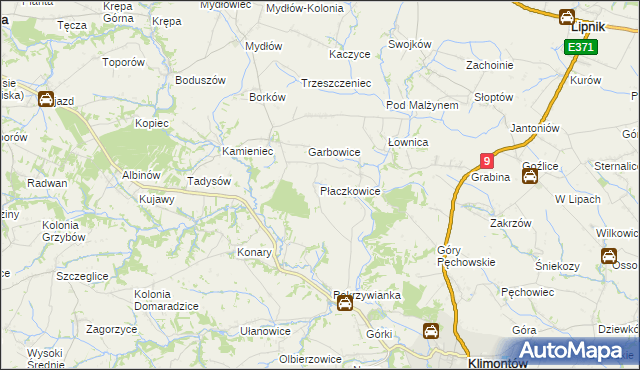 mapa Płaczkowice, Płaczkowice na mapie Targeo