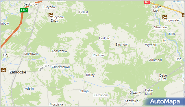 mapa Płatków gmina Zabrodzie, Płatków gmina Zabrodzie na mapie Targeo
