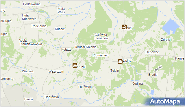 mapa Płomieniec, Płomieniec na mapie Targeo