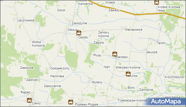 mapa Płudy gmina Trzebieszów, Płudy gmina Trzebieszów na mapie Targeo