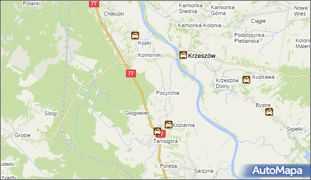 mapa Pocyrchle, Pocyrchle na mapie Targeo