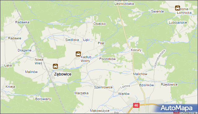 mapa Poczołków, Poczołków na mapie Targeo