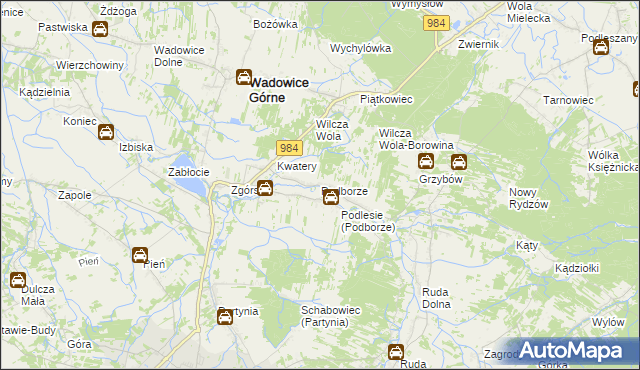 mapa Podborze gmina Radomyśl Wielki, Podborze gmina Radomyśl Wielki na mapie Targeo