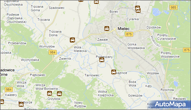 mapa Podleszany, Podleszany na mapie Targeo