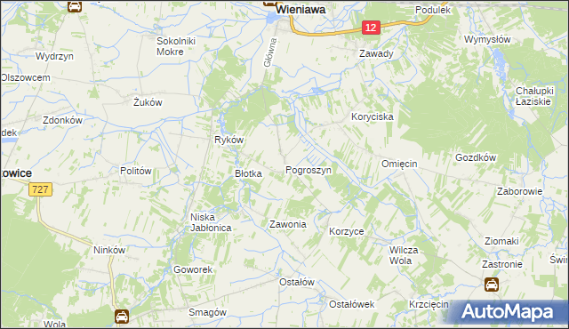 mapa Pogroszyn, Pogroszyn na mapie Targeo