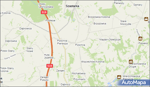 mapa Polichna, Polichna na mapie Targeo