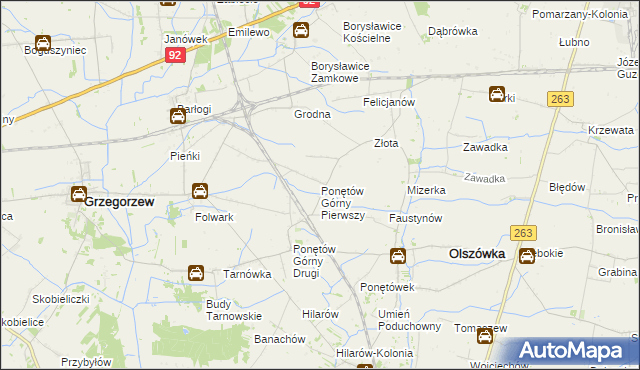 mapa Ponętów Górny Pierwszy, Ponętów Górny Pierwszy na mapie Targeo