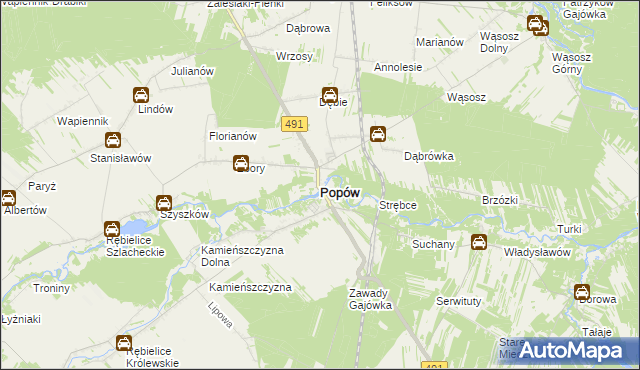 mapa Popów powiat kłobucki, Popów powiat kłobucki na mapie Targeo