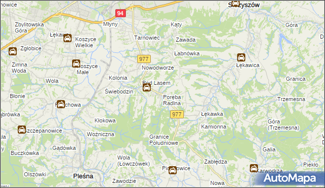 mapa Poręba Radlna, Poręba Radlna na mapie Targeo
