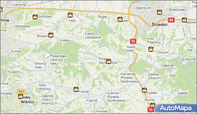 mapa Poręba Spytkowska, Poręba Spytkowska na mapie Targeo