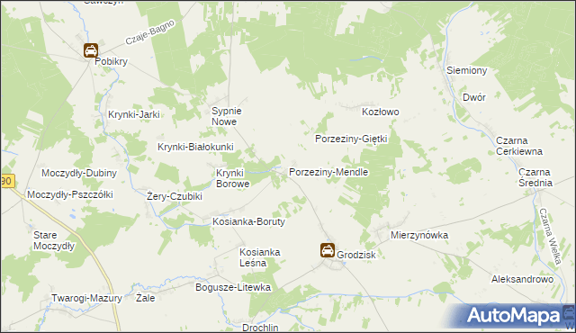 mapa Porzeziny-Mendle, Porzeziny-Mendle na mapie Targeo