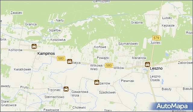 mapa Powązki gmina Leszno, Powązki gmina Leszno na mapie Targeo