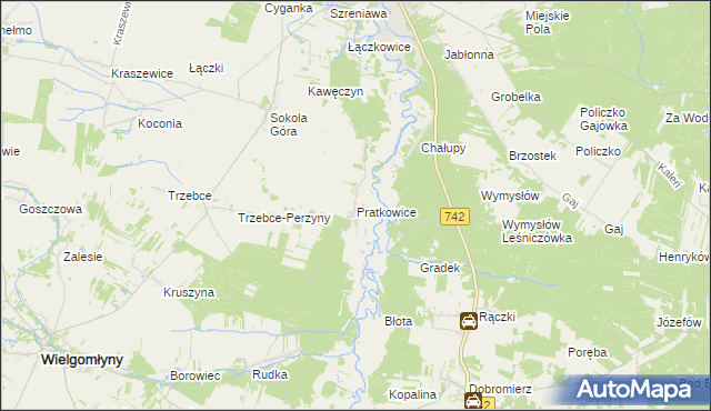 mapa Pratkowice, Pratkowice na mapie Targeo