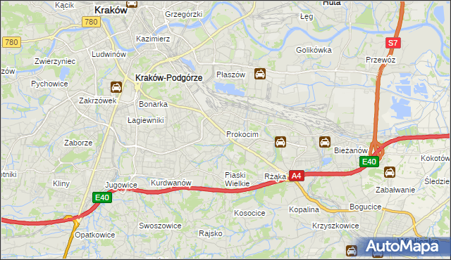 mapa Prokocim, Prokocim na mapie Targeo