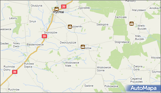 mapa Proszów gmina Rychtal, Proszów gmina Rychtal na mapie Targeo