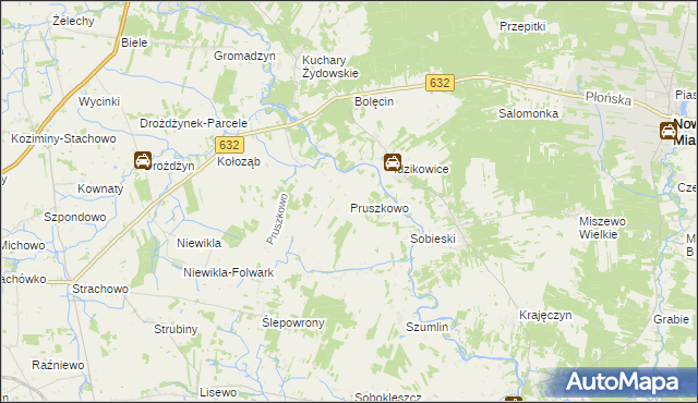 mapa Pruszkowo gmina Sochocin, Pruszkowo gmina Sochocin na mapie Targeo