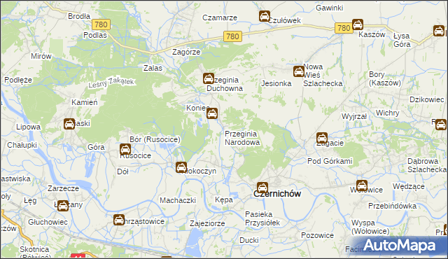 mapa Przeginia Narodowa, Przeginia Narodowa na mapie Targeo