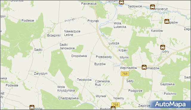 mapa Przezwody gmina Wodzisław, Przezwody gmina Wodzisław na mapie Targeo